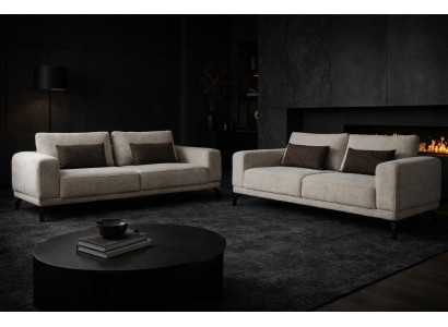 2x 3 Sitzer Sofa Stil modern Farbe beige neu weich bequem Wohnzimmer