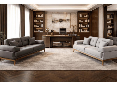 2x 3 Sitzer Sofa Stil modern Farbe schwarz grau weich bequem Wohnzimmer