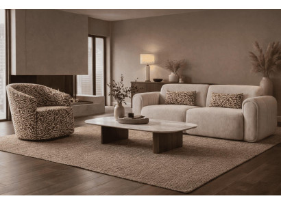 3 Sitzer Sofa Sessel Wohnzimmer Stil modern Farbe beige neu weich bequem