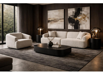 3 Sitzer Sofa Sessel Wohnzimmer Stil modern Farbe beige neu bequem weich