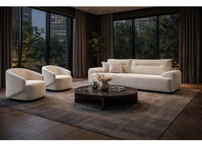 3 Sitzer Sofa 2x Sessel Wohnzimmer Stil modern Farbe weiß Praktisch