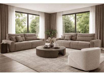 2x 3 Sitzer Sofa Sessel Wohnzimmer Stil modern Farbe grau neu bequem
