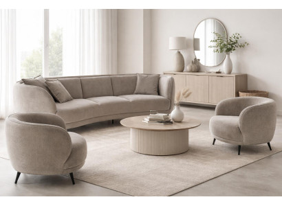 3 Sitzer Sofa 2x Sessel Wohnzimmer Stil modern Farbe grau neu bequem