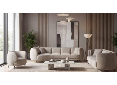 2x 3 Sitzer Sofa Sessel Wohnzimmer Stil modern Farbe grau neu bequem