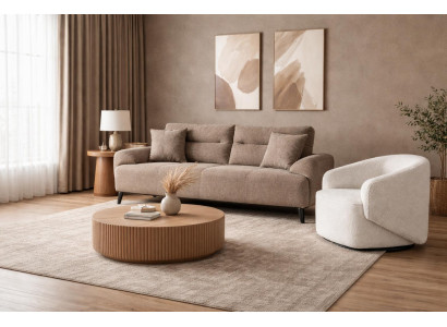 3 Sitzer Sofa Sessel Stil modern Farbe weiß braun Wohnzimmer praktisch