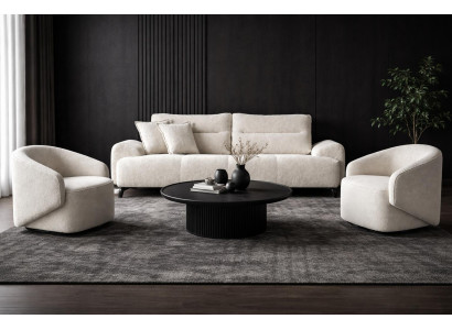 3 Sitzer Sofa 2x Sessel Stil modern Farbe weiß neu bequem Wohnzimmer