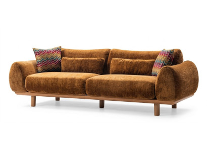 Beige Dreisitzer Sofa Modern Stoff Wohnzimmer Design
