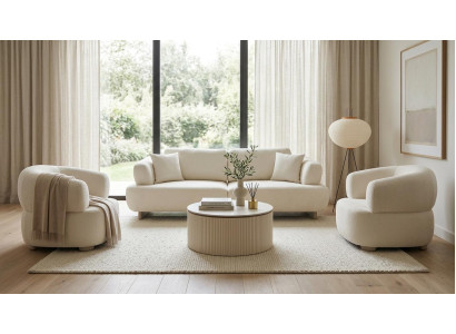 3 Sitzer Sofa Sessel Couchtisch Wohnzimmer Modern Stoffbezug Neu
