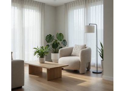 Beige Textil Wohnzimmer Sessel Elegant Modern