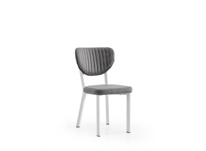 Stuhl Grau Bequem Weich Stoff Metall Modern Komfortabel Stilvoll