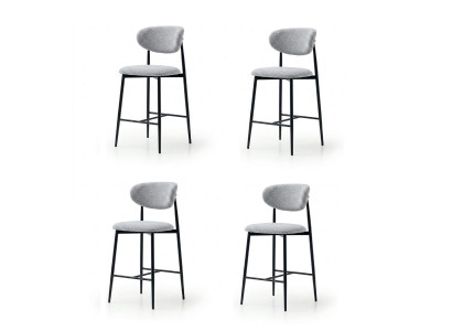 4x Barhocker Modern Stoff Komfortabel Grau Weich Bequem