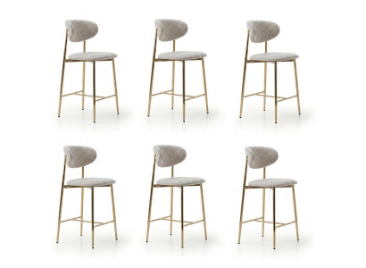 6x Barhocker Lang Praktisch Stilvoll Bequem Weiß Gold