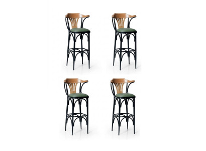 4x Barhocker Lang Praktisch Stilvoll Bequem Schwarz