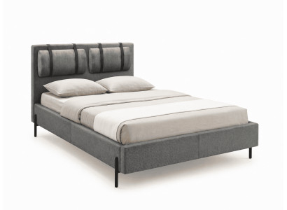 Stilvolles graues Bett Bettrahmen Bett mit Stoffbezug und Kopfteil