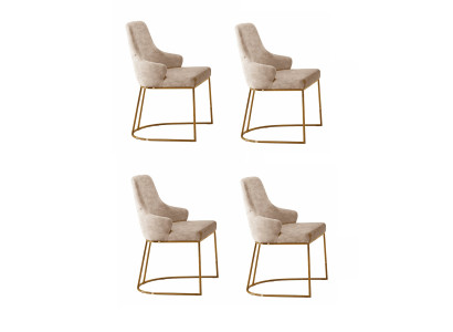 4x Stühle Beige Moderner Stil Komfortabel Minimalistisch Schlicht