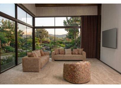 *Moderne Lounge Garnitur Beige Sofas Sessel Hochwertig Design Wohnlich