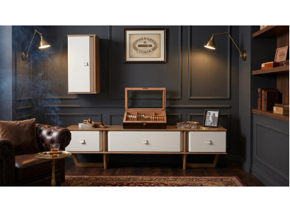 Tisch TV Board Wandregal Stil modern braun Wohnzimmer rechteckig bequem