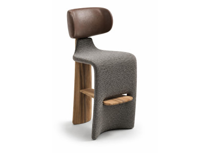 Barhocker Moderner Stil Grau Braun Holz Bequem Elegant Komfortabel Hoch