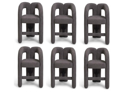 Barstühle Gruppe Design Modern Grau Stoff Skulptural Monolithisch