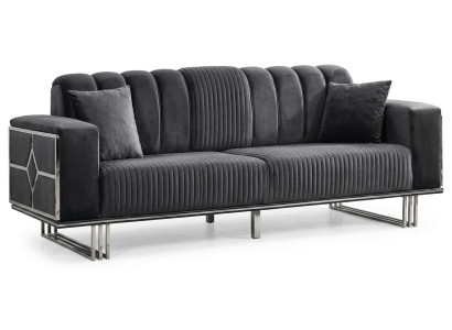 3-Sitzer Sofa Chesterfield Schwarz Luxuriöse Bequem Praktisch Schick