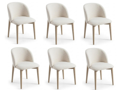 6х Stühle Minimalistisch Milchfarben Esszimmerstühle Elegant Modern