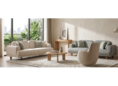 Sofa Sessel Beige Wohnzimmer Stil modern bequem komfortabel