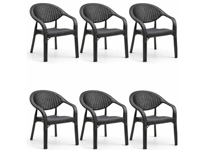 6x Stühle Kunststoff Farben Schwarz Braun Anthrazit Cappuccino