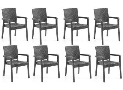 8x Stuhle Bequemer Rückenlehne Armlehnen Schwarz Braun Anthrazit Cappuccino