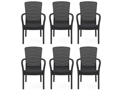 6x Stuhl Rattan Optik Hoher Rückenlehne Schwarz Braun Anthrazit Cappuccino