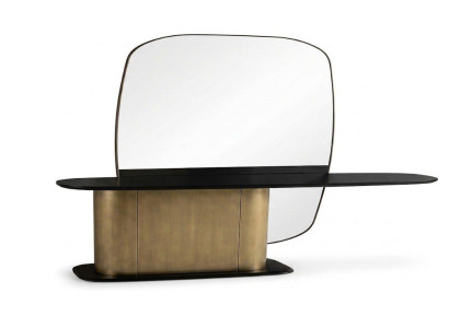 Spiegel Wandregal Asymmetrisch Schwarzer Rahmen Holz Modern