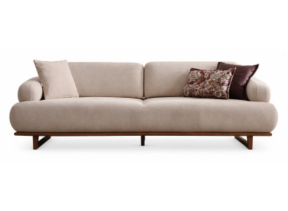 Sofa Beige Stoff Holzgestell Modern Wohnzimmer Polstersofa