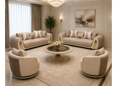Sofa set Sofa Sessel Beige Modern Stil Komfortabel