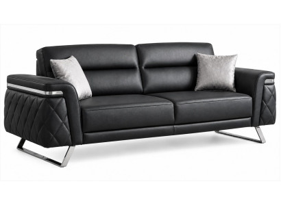 Sofa Schwarz Modern Metallfüße Steppung Chromoptik Luxus