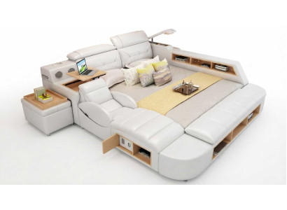 Weiße Luxus Multifunktionsbettmit Funktionen Stauraum und Premium Design