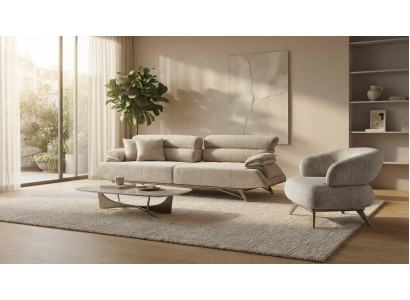 Sofa Set 3+1 Sitzer Moderner Stil Hellgrau Komfort Stilvoll Praktisch