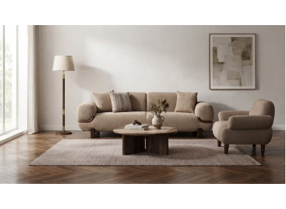 Sofa Set 3+1 Sitzer Moderner Stil Braun Komfort Stilvoll Praktisch
