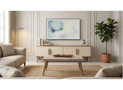 Wohnzimmer Set Beige Modern Luxus Tv Lowboard Couchtisch
