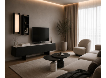 Stilvolles Wohnzimmer-Set: TV-Wohnwand & Beistelltische