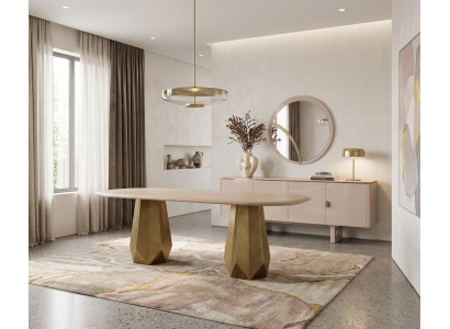 Stilvolles Esszimmer-Set mit Esstisch und Sideboard mit Spiegel