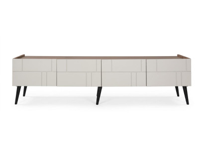 Beiger TV-Ständer aus Holz TV-Kommode TV-Schrank modern Fernsehschrank
