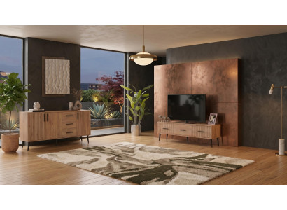 Stilvolles braunes Wohnzimmer-Set TV-Schrank Konsole TV-Möbel
