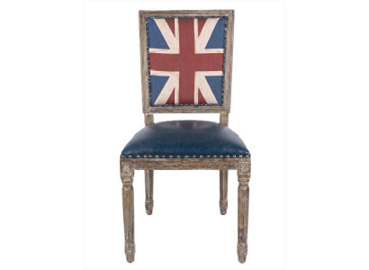 Union Jack Stuhl Leder British Style Vintage Holzgestell Esszimmer