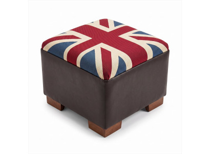 Union Jack Hocker Ottoman British Style Vintage Leder Textil Design