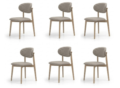 Stuhl Set 6er Beige Modern Bequem Esszimmerstuhl Polsterstuhl