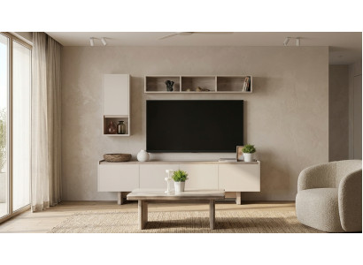 Tv Lowboard Regal Couchtisch Beige Modern Edel Wohnwand Anbauwand