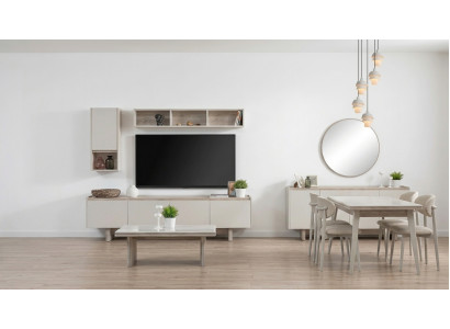 Wohnzimmer Esszimmer Set Beige Modern Edel Möbel Komplett Set