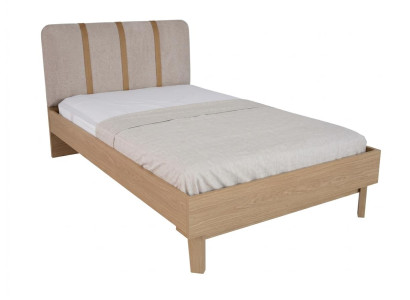 Beiges Bett mit Kopfteil Jugendzimmer hochwertig modern Schlafzimmer