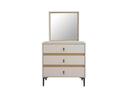 Weiße stilvolle Kommode mit Spiegel 3 Schubladen Jugendzimmer Schlafzimmer