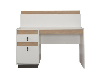 Weiß-brauner Schreibtisch modern  bequem mit Schubladen Jugendzimmer