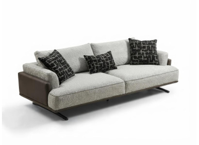 Sofa 3-Sitzer Modern Grau Braun Bequem Couch Polstersofa